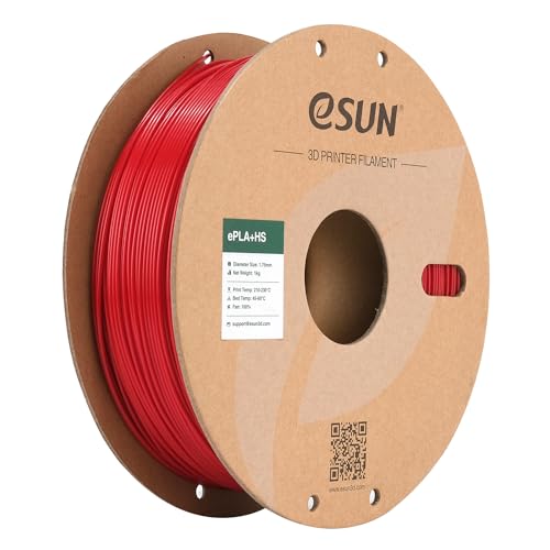 eSUN PLA+ Filament 1.75mm, PLA+HS Hochgeschwindigkeitsdruck 3D Drucker Filament Maßgenauigkeit +/- 0.03mm, 1KG Spule (2.2 LBS) Speedy PLA Plus Filament für High Speed Drucker,Feuerrot von eSUN