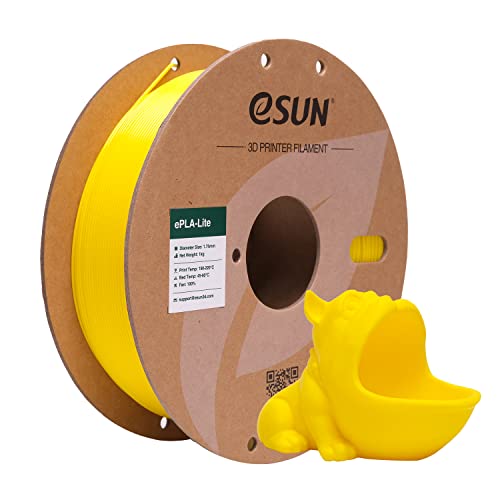 eSUN PLA Filament 1.75mm, Modifiziertes 3D Drucker Filament PLA, Maßgenauigkeit +/- 0.03mm, 1KG Spule (2.2 LBS) 3D Druck Filament für 3D Drucker (E-Gelb, PLA Lite - 1KG) von eSUN