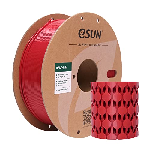 eSUN PLA Filament 1.75mm, Modifiziertes 3D Drucker Filament PLA, Maßgenauigkeit +/- 0.03mm, 1KG Spule (2.2 LBS) 3D Druck Filament für 3D Drucker (H-Feuerwehrauto Rot, PLA Lite - 1KG) von eSUN