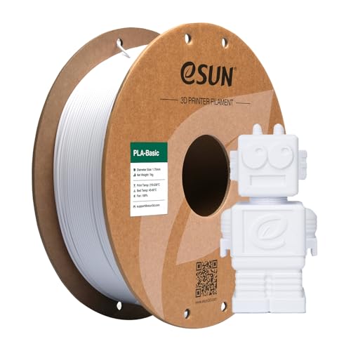 eSUN PLA Filament 1.75mm, PLA Basic 3D Drucker Filament Maßgenauigkeit +/- 0.03mm, 1KG Spule (2.2 LBS) Super Speedy PLA Filament für 3D Drucker, Kühles Weiß von eSUN