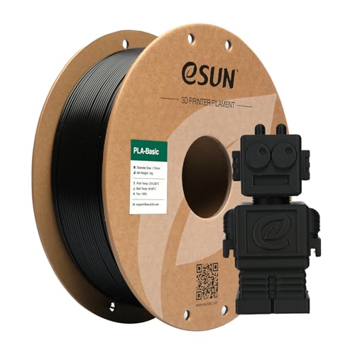 eSUN PLA Filament 1.75mm, PLA Basic 3D Drucker Filament Maßgenauigkeit +/- 0.03mm, 1KG Spule (2.2 LBS) Super Speedy PLA Filament für 3D Drucker, Schwarz von eSUN