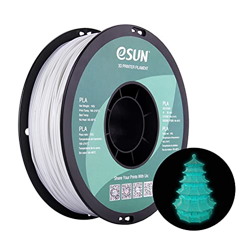 eSUN PLA Leuchtet 3D Drucker Filament, im Dunkeln Leuchtendes Blaues Filament 1.75mm, Maßgenauigkeit +/- 0.05mm, 1kg Spule (2.2 LBS) 3D Druck Filament für 3D Drucker, Leuchtendes Blau von eSUN