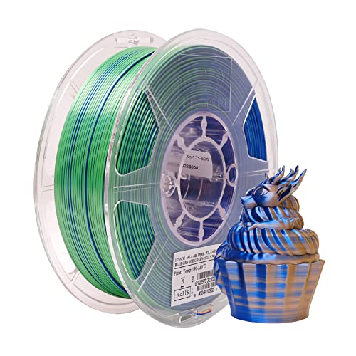 eSUN Seide Dreifarbiges PLA Filament 1.75mm, Glänzende Seide Mystic PLA 3D Drucker Filament, 1KG Spule Co-Extrusion 3D Drucker Filament für 3D Drucker, Seide Blau Orange und Grün von eSUN