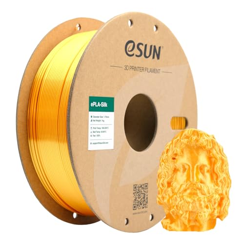 eSUN Seide Metall PLA Filament 1.75mm, Seidig Metallisch 3D Drucker Filament PLA, Maßgenauigkeit +/- 0.05mm, 1kg Spule (2.2 LBS) 3D Druck Filament für 3D Drucker, Seide Gold von eSUN