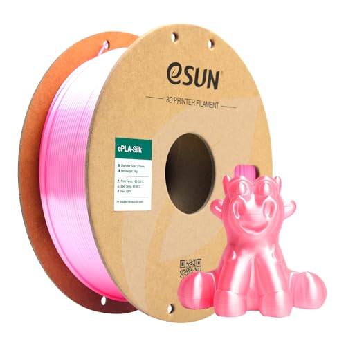 eSUN Seide PLA Filament 1.75mm, Seidig Glänzendes 3D Drucker Filament PLA, Maßgenauigkeit +/- 0.05mm, 1kg Spule (2.2 LBS) 3D Druck Filament für 3D Drucker, Seide Rosa von eSUN