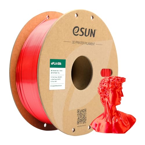 eSUN Seide PLA Filament 1.75mm, Seidig Glänzendes 3D Drucker Filament PLA, Maßgenauigkeit +/- 0.05mm, 1kg Spule (2.2 LBS) 3D Druck Filament für 3D Drucker, Seide Rot von eSUN