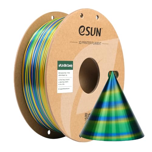 eSUN Silk Candy PLA Filament 1.75mm, Silky Multicolored 3D Drucker Filament PLA, Gradient Changing 1KG Spule (2.2 LBS) für 3D Drucker, Gold Blau Grün von eSUN