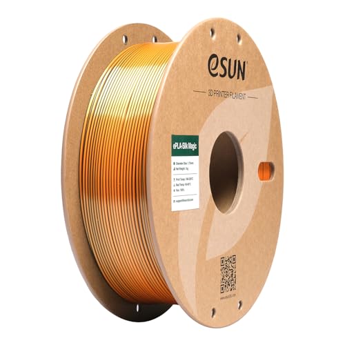 eSUN Silk Dual-Color PLA Filament 1.75mm, Co-Extrusion Silk Magic PLA 3D-Druck Filament, Farbverlauf wechselnd 1KG Spule (2.2 LBS) für 3D-Drucker, Silk Schwarzes Gold von eSUN