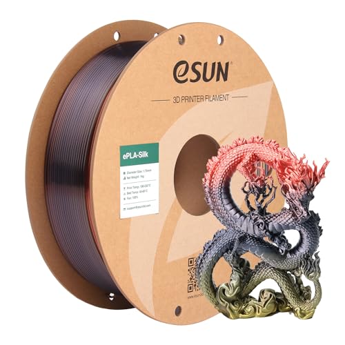 eSUN Silk Rainbow PLA Filament 1.75mm, Silky Multicolored 3D Drucker Filament PLA, Farbverlauf wechselnd 1KG Spule (2.2 LBS) für 3D Drucker, Bonbon Regenbogen von eSUN