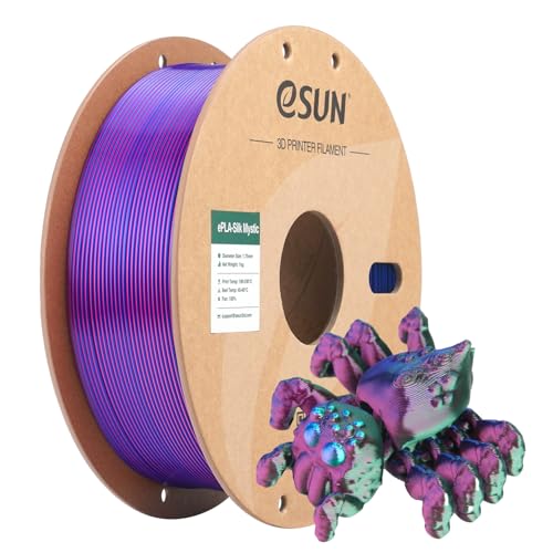 eSUN Silk Tri-Colors PLA Filament 1.75mm, Silky Co-Extrusion 3D Drucker Filament PLA, 1KG Spule Co-Extrusion Silk Mystic PLA für 3D Drucker, Silk Rot Grün Blau von eSUN