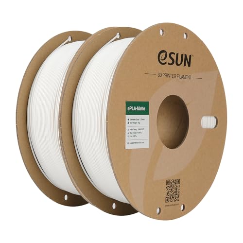eSUN Upgraded Matte PLA Filament 1.75mm, Matte PLA 3D Drucker Filament, glanzfreie Farbe, mattierte Textur, 1KG pro Spule, 2 Spulen für 3D Drucker, Cremeweiß von eSUN