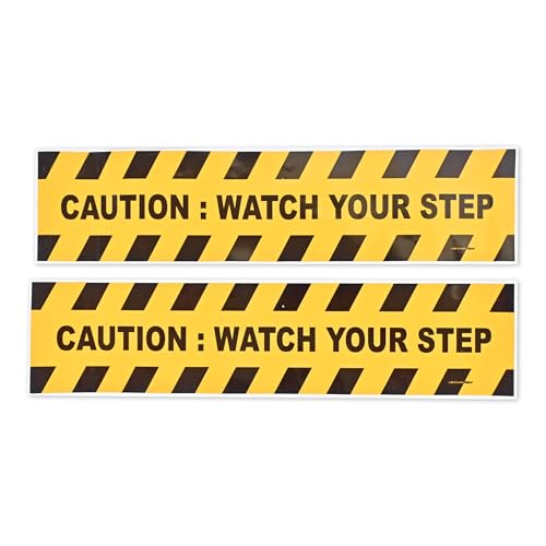 Aufkleber/Aufkleber, Vinyl, selbstklebend, 33 x 8 cm, Aufschrift"Caution Watch Your Step", 2 Stück von eSplanade