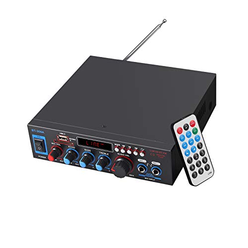 Audio Amplifier 800W Mini HiFi Bluetooth Auto Audio Verstärker Stereo mit Netzteil Leistungsverstärker mit Fernbedienung Verstärker von eSynic