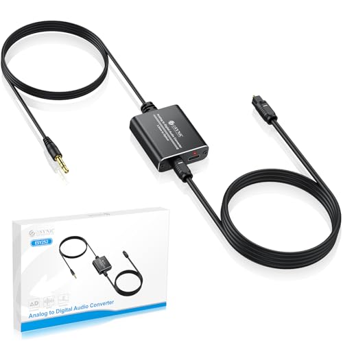 eSynic Analog zu Digital Audio Konverter 3.5mm auf optisch mit optischem Kabel Aluminium-Legierung Shell Analog auf Digital Wandler geeignet für Plattenspieler, CD-Player, Soundbars eSynic Analog zu Digital Audio Konverter 3.5mm auf optisch mit optischem Kabel Aluminium-Legierung Shell Analog auf Digital Wandler geeignet für Plattenspieler, CD-Player, Soundbars von eSynic