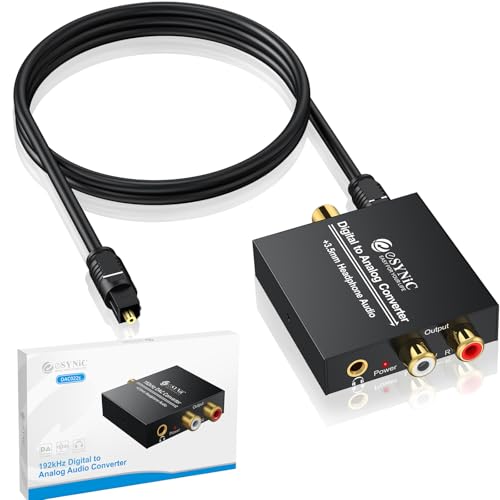 eSynic Digital zu Analog Konverter Audio Adapter, Audio Converter Toslink Adapter Koaxial Adapter Optisch Cinch RCA L/R 3,5 mm Mit Optischem Kabel für Kopfhörer PS3 HDTV Blue Ray DVD Sky HD von eSynic