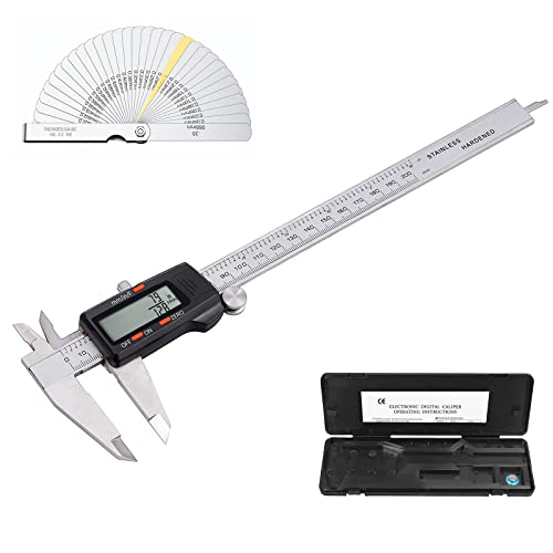 eSynic Digitaler Messschieber und Fühlerlehre-Set mit 32 Klingen, 200 mm, Edelstahl, elektronisches Messwerkzeug, LCD-Display, Zoll/metrisch/Bruchumwandlung eSynic Digitaler Messschieber und Fühlerlehre-Set mit 32 Klingen, 200 mm, Edelstahl, elektronisches Messwerkzeug, LCD-Display, Zoll/metrisch/Bruchumwandlung von eSynic