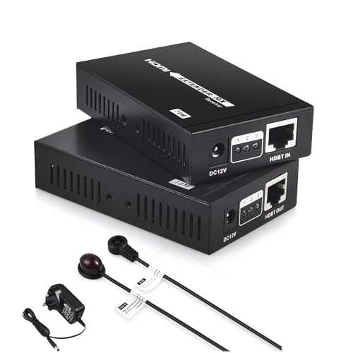 eSynic HDMI-Extender über Cat6/Cat7-70 m, 4K-Signalübertragung mit bidirektionalem IR, Einzelstromeingang und Metallgehäuse, unterstützt 3D/DTS-HD/Dolby-Audio, für Heimkino, Gaming und Büro eSynic HDMI-Extender über Cat6/Cat7-70 m, 4K-Signalübertragung mit bidirektionalem IR, Einzelstromeingang und Metallgehäuse, unterstützt 3D/DTS-HD/Dolby-Audio, für Heimkino, Gaming und Büro von eSynic
