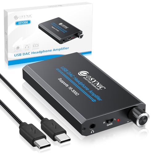 eSynic Kopfhörer-Verstärker Tragbare HiFi Verstärker Audio wiederaufladbarer Kopfhörerverstärker mit 1m Typ-C-Kabel und Lithium-Akku für MP3 Handy Laptop eSynic Kopfhörer-Verstärker Tragbare HiFi Verstärker Audio wiederaufladbarer Kopfhörerverstärker mit 1m Typ-C-Kabel und Lithium-Akku für MP3 Handy Laptop von eSynic