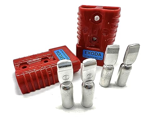 Batterie Stecker 175A 50 mm2 rot Set Steckverbinder für Gabelstapler Kabel von eXODA