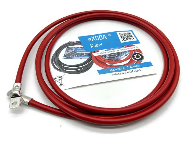 eXODA 16 mm2 M5 M5 Batteriekabel, Rot, (250 cm), 99% Kupfer von eXODA