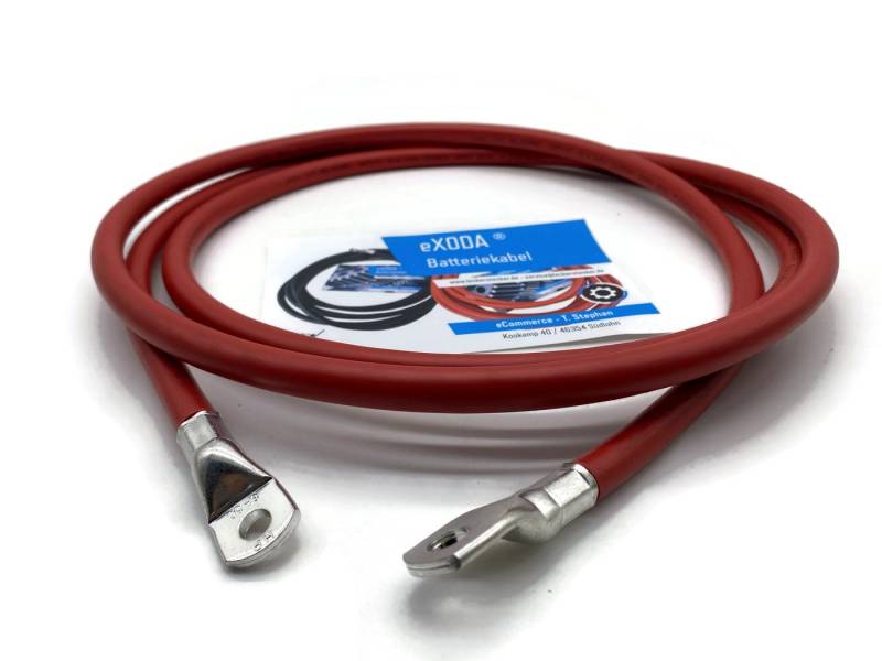 eXODA 50 mm2 M8 M10 Batteriekabel, Rot, (25 cm), 99% Kupfer von eXODA