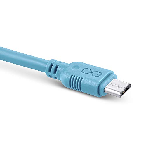 eXc mobile WHIPPY Micro USB Kabel Handy-Ladekabel Smartphone | 2,0 Meter | Schnellladefunktion | Datenübertragung | Ideal zur Nutzung im Auto, für die Powerbank | Hellblau von eXc mobile