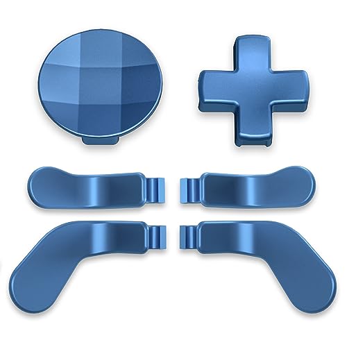 eXtremeRate 6 Pcs Metall D-Pads & Back Paddles Set für Xbox One Elite Controller, Swap Steuerkreuz&Trigger Tasten Knöpfe Ersatzteile für Xbox Elite Series 2/Series 2-Core Controller-Neptun Blau von eXtremeRate