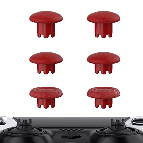 eXtremeRate 6 in 1 Austauschbar Thumbsticks für ps5 Edge Controller, Ergonomische Analogsticks Joysticks Kappen Aufsätze für ps5 Edge Controller–Karminrot(Controller&Joysticks-Basis NICHT enthalten) von eXtremeRate