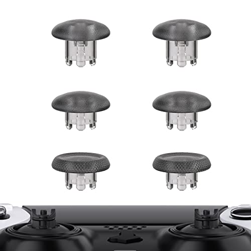 eXtremeRate 6 in 1 Austauschbar Thumbsticks für ps5 Edge Controller, Ergonomische Analogsticks Joysticks Kappen Aufsätze für ps5 Edge–Transparent Schwarz (Controller&Joystick-Basis Nicht enthalten) von eXtremeRate