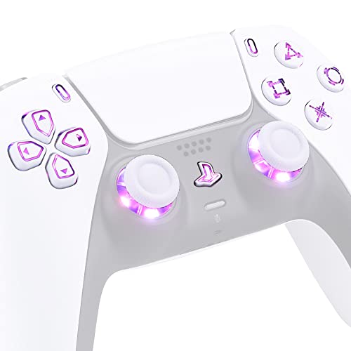 eXtremeRate 9 Modi 7 Farben DTF V3 LED Kit für ps5 Controller Ersatz Leuchttaste D-Pad Thumbsticks Share-/PS-Taste Richtungstasten LED Knöpfe Zubehör für ps5 Controller BDM-010&020-Symboltaste Weiß von eXtremeRate