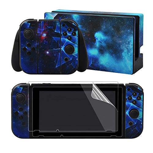 eXtremeRate Aufkleber Sticker Skin Decal Folie Abziehbild Faceplates Kleberfolie mit 2 Displayschutzfolie für Nintendo Switch/NS Konsole&Joy-Con&Dock&Griff(Mehrdimensionale Galaxie) von eXtremeRate