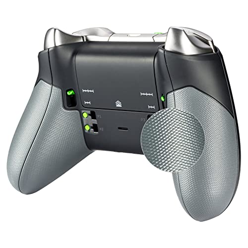 eXtremeRate Case Grips Gehäuse Hülle Cover für Xbox One Elite Controller, Griffe Schale Shell Ersatzteile für Xbox One Elite V1 Controller Modell 1698(Schwarz Grau) von eXtremeRate