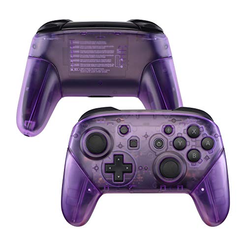 eXtremeRate Case Set für Nintendo Switch Pro Controller,Komplette Hülle Gehäuse Schale Giffe Abdeckung Ersatzteile für NS Switch Pro Controller Zubehör-Kein Controller(Transparent Lila) von eXtremeRate