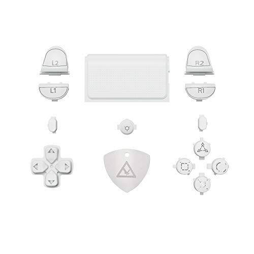 eXtremeRate DIY-Symbol Knöpfe Set für ps4 Controller JDM-040 050 055 - Ersatz D-Pad/Triggers/Touchpad/ps/Share/Option Buttons Tasten für ps4 DTFS LED Kit-Controller Nicht enthalten(Schnee Weiß) von eXtremeRate