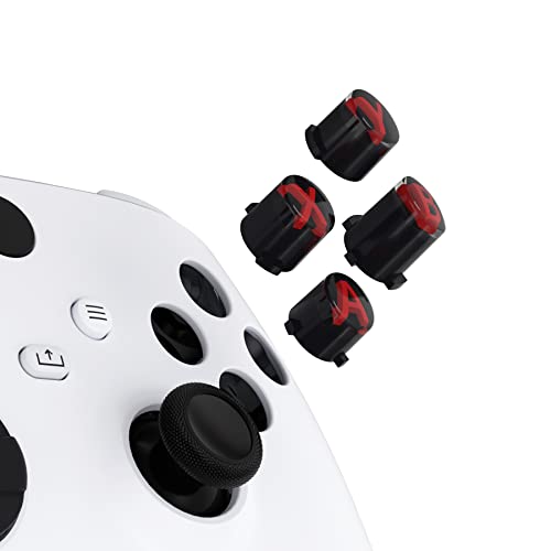 eXtremeRate Ersatz ABXY Knöpfe für Xbox Series X/S Controller, Custom 3-farbig Aktionstasten Klassik Symbol ABXY Tasten für Xbox One S/X, für Xbox Elite V1/V2 Controller-Schwarz&Transparent&Rot von eXtremeRate