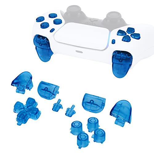 eXtremeRate Ersatz-D-Pad R1 L1 R2 L2 Trigger Share Options Face Buttons, klar blau voll Set Tasten kompatibel mit PS5 Controller BDM-010 & BDM-020 von eXtremeRate