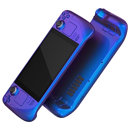 eXtremeRate Ersatz Front/Rückplatte&Tasten Set für Steam Deck, DIY-Full Case Gehäuse/Trigger D-Pad ABXY Trackpad Back Buttons Zubehör für Steam Deck LCD Console(Lila Blau)–KEIN Konsole von eXtremeRate