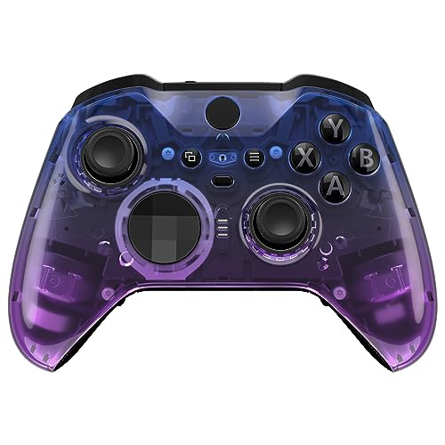 eXtremeRate Front Case für Xbox Elite Series 2/Series 2-Core Controller,DIY-Ersatz Hülle&Thumbstick Accent Ring Gehäuse Shell Zubehör für Xbox Elite V2 V3 Gamepad Modell 1797-Clear Bluebell Violett von eXtremeRate
