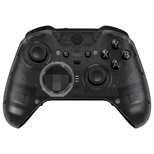 eXtremeRate Front Case für Xbox Elite Series 2/Series 2-Core Controller,DIY-Ersatz Hülle&Thumbstick Accent Ring Gehäuse Shell Zubehör für Xbox Elite V2 V3 Gamepad Modell 1797-Transparent Schwarz von eXtremeRate