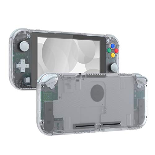 eXtremeRate Full Case Shell für Switch Lite Console, DIY-Ersatz Hülle Gehäuse & Tasten & Schutzfolie Ersatzschale Ersatzteile Kit für Nintendo Switch Lite NSL Konsole (Transparent) von eXtremeRate