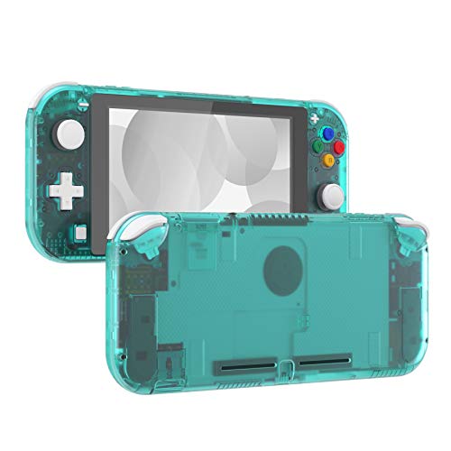 eXtremeRate Full Case Shell für Switch Lite Console, DIY-Ersatz Hülle Gehäuse & Tasten & Schutzfolie Ersatzschale Ersatzteile Kit für Nintendo Switch Lite NSL Konsole (Transparent Grün) von eXtremeRate