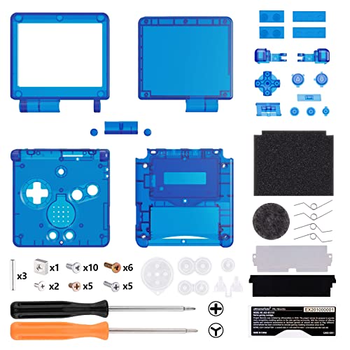 eXtremeRate Full Gehäuse für Nintendo Gameboy Advance SP,IPS Ready Upgraded Hülle & Taste Case Cover Shell Abdeckung Buttons für gba Konsole IPS&Standard LCD(KEIN Konsole&Platine)–Clear Blau von eXtremeRate