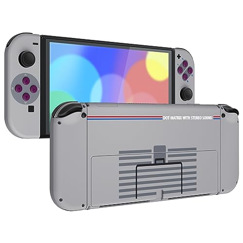 eXtremeRate Full Hülle für Nintendo Switch OLED, DIY-Ersatz Konsole case & Kickstand, NS Joycon Gehäuse & Tasten Set, Skin Abdeckung Zubehör für Switch OLED Console Joy Con -Classic 1989 GB DMG-01 von eXtremeRate