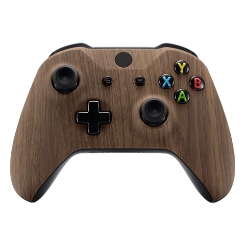 eXtremeRate Gehäuse für Xbox One X/S Controller, DIY-Ersatz Front Hülle Case Zubehör Faceplate für Xbox One S/X Controller Modell 1708-Holz Optik von eXtremeRate