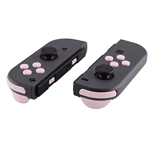 eXtremeRate Knöpfe Kit ABXY Tasten Buttons SR SL L R ZR ZL Trigger, Tasten Federn Komplett Set Ersatzteile mit Werkzeug für Nintendo Switch/Switch OLED Joycon(Pink)-Keine Joycon Hülle von eXtremeRate