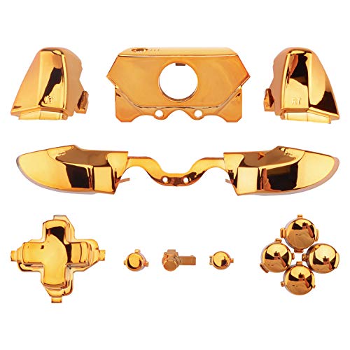 eXtremeRate Knöpfe Tasten Set für Xbox One Standard Controller Modell 1697, DIY-Ersatz Trigger Bumpers/D-Pad/ABXY/Ansicht/Menü-Tasten Kit & Tool für Xbox One Elite Controller Modell 1698-Chrome Gold eXtremeRate Knöpfe Tasten Set für Xbox One Standard Controller Modell 1697, DIY-Ersatz Trigger Bumpers/D-Pad/ABXY/Ansicht/Menü-Tasten Kit & Tool für Xbox One Elite Controller Modell 1698-Chrome Gold von eXtremeRate