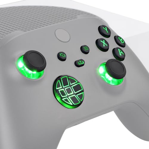 eXtremeRate Leuchttasten für Xbox Series X/S Controller,Tasten Knöpfe Buttons D-pad Thumbsticks ABXY-Menü-/Ansicht-Taste DTF LED Kit für Xbox Core X/S Controller-Schwarz Klassische Symboltasten von eXtremeRate