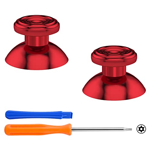 eXtremeRate Metall Thumbsticks für Xbox Series X/S, Kreis Muster Aluminium Analogsticks für Xbox One S/X, Ersatz Joystick für Xbox One Standard/Elite V1 Controller Zubehör Sticks-Rot von eXtremeRate