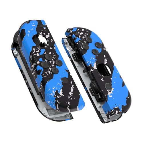 eXtremeRate NS Joycon Hülle & Tasten, DIY-Ersatz Gehäuse Case Grips Skin Shell & Knöpfe Buttons Umbau Kit für Nintendo Switch/Switch OLED Joycon Controller-Blue Coating Splash [KEIN Joy Con] von eXtremeRate