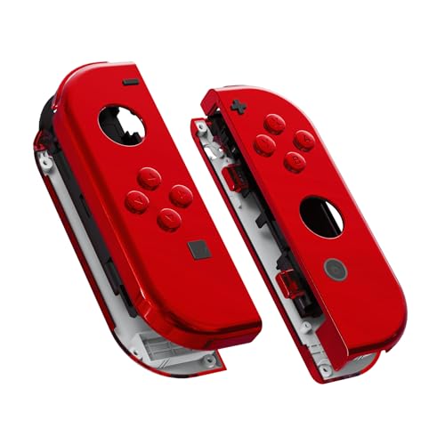 eXtremeRate NS Joycon Hülle & Tasten, DIY-Ersatz Gehäuse Case Grips Skin Shell & Knöpfe Buttons Umbau Kit für Nintendo Switch/Switch OLED Joycon Controller-Chrome Rot [KEIN Joy Con] von eXtremeRate